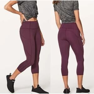 Lululemon Fast & Free Crop Leggings II Nulux Dark Adobe Running Yoga 4